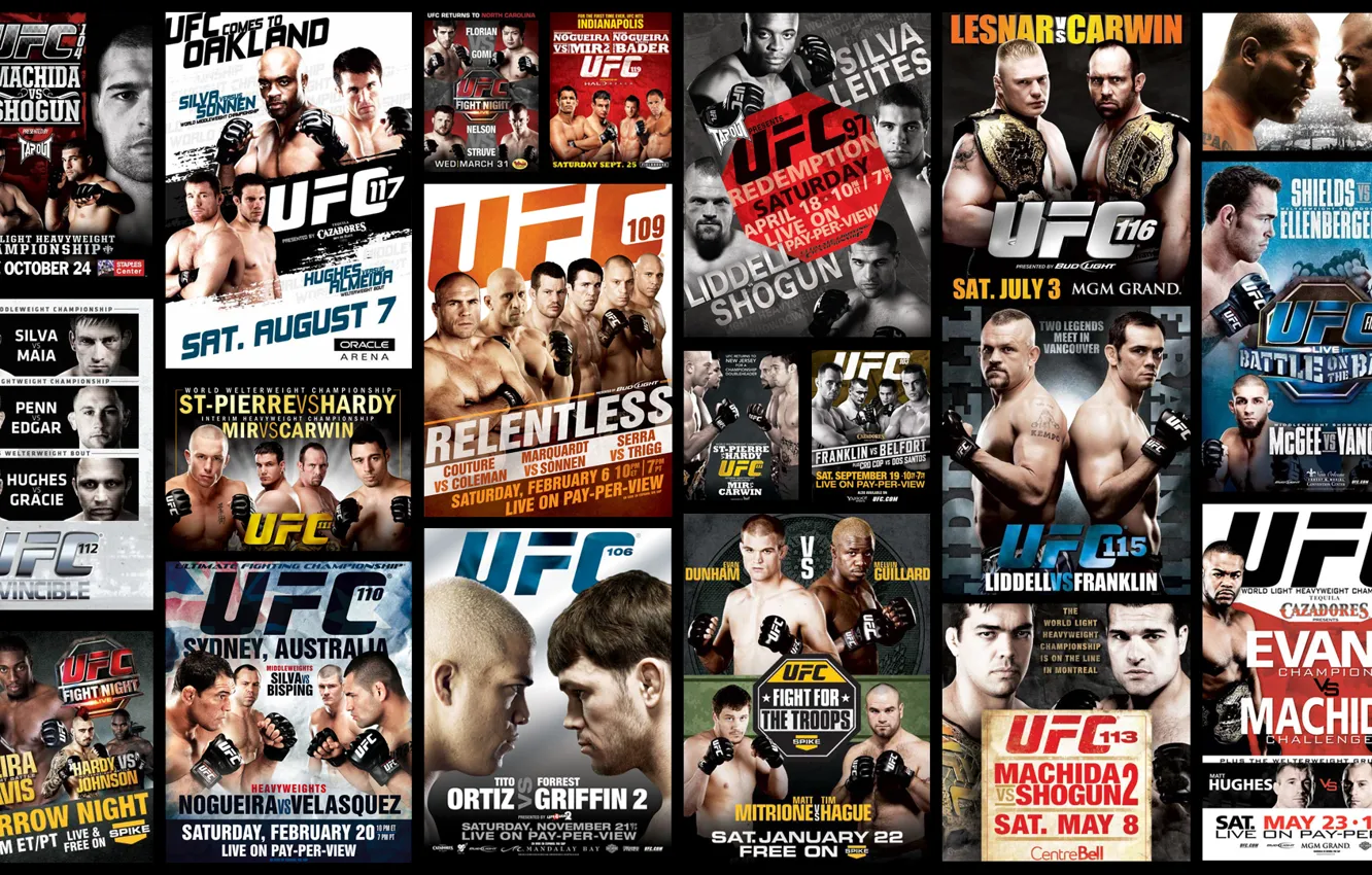 Photo wallpaper collage, fighters, mma, ufc, fighters, mixed martial arts, posters