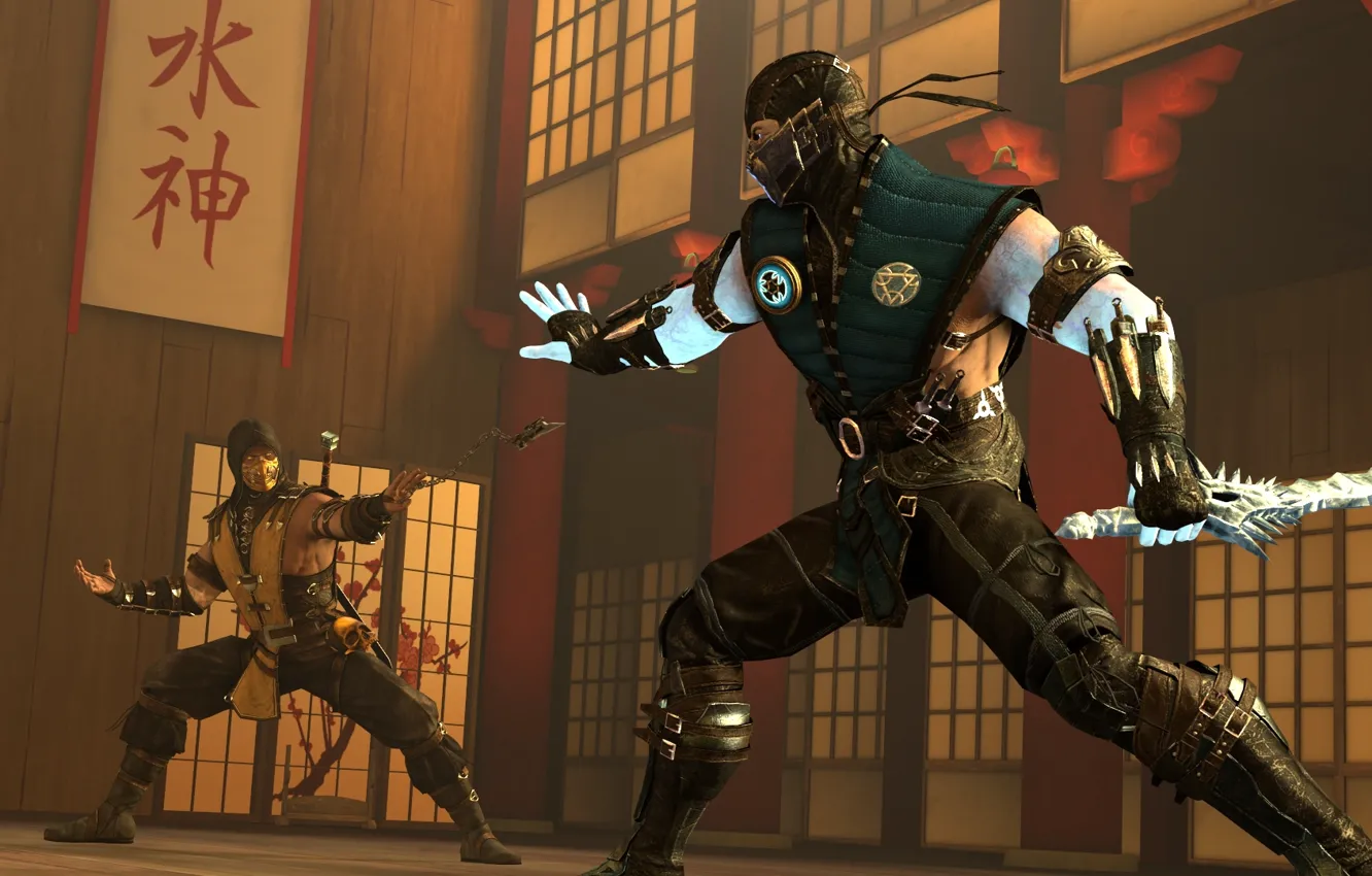 Photo wallpaper Scorpion, Sub-Zero, Mortal Kombat X, sparring