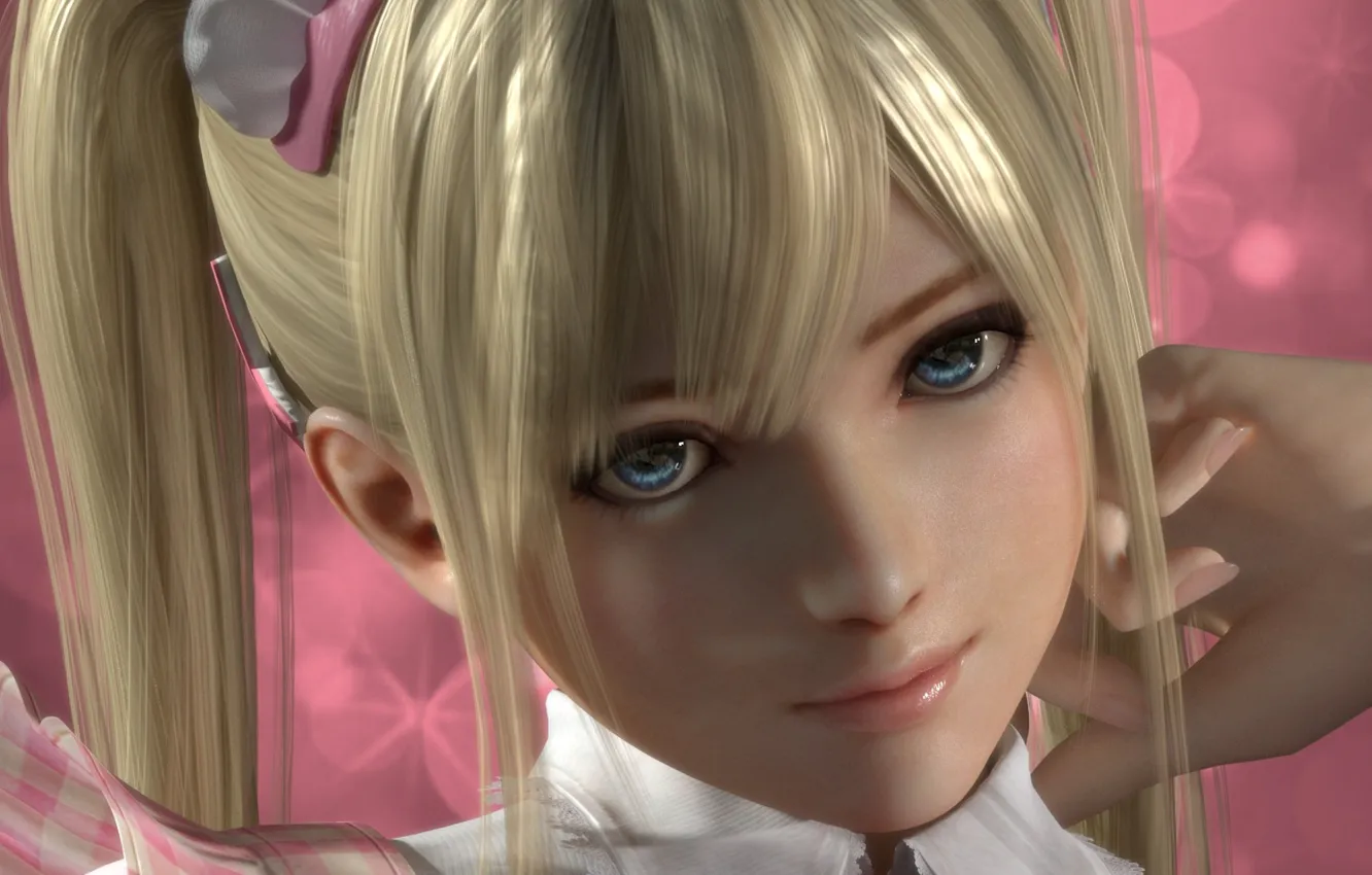 Photo wallpaper girl, dead or alive, long hair, smile, blue eyes, beautiful, pretty, lips