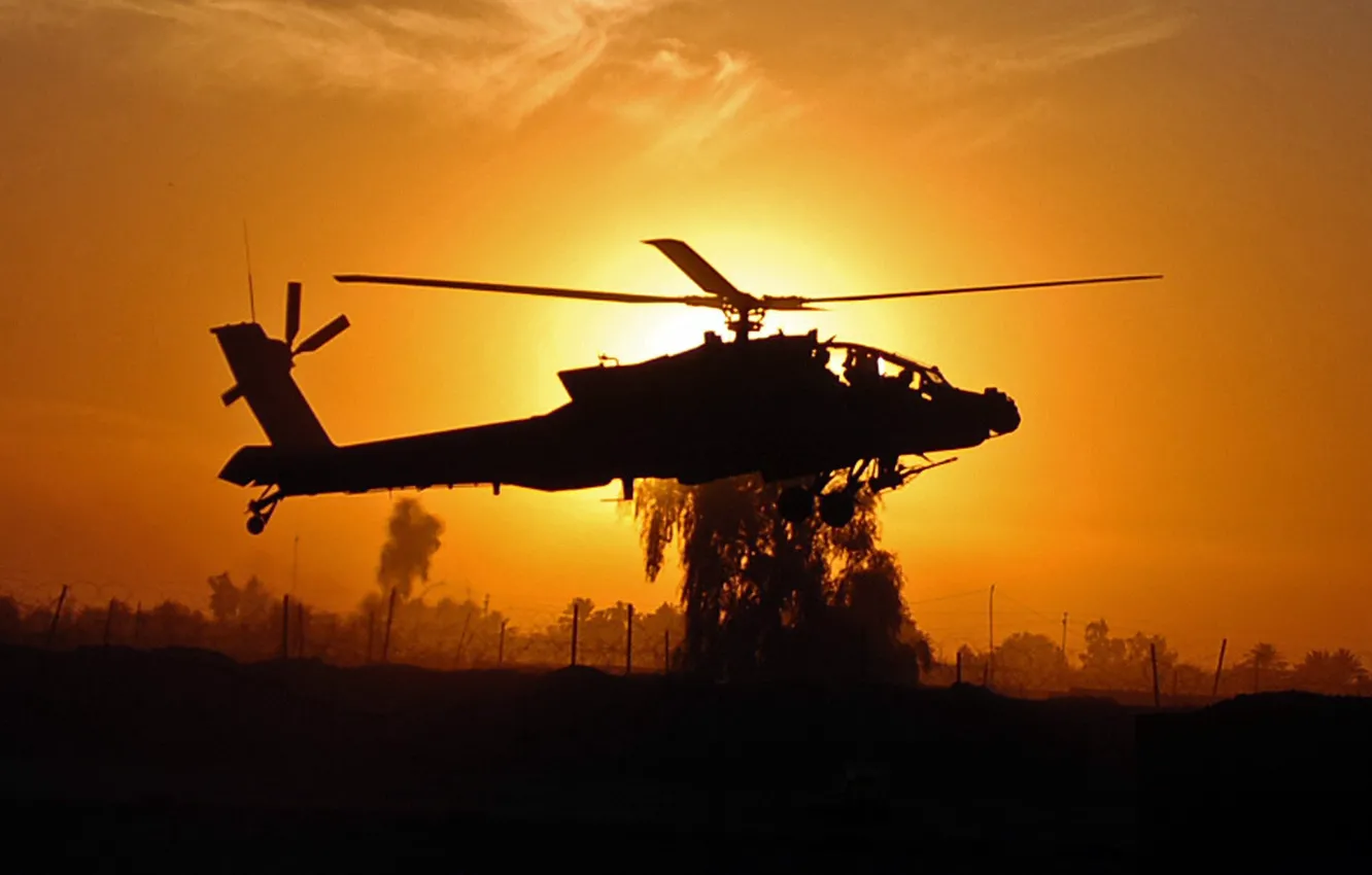 Photo wallpaper helicopter, Apache, attack helicopter, AH 64 Apache