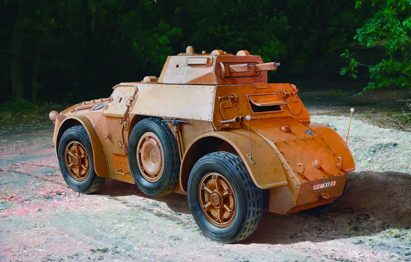 Photo wallpaper war, art, painting, Armoured Cr Autoblinda BA 40