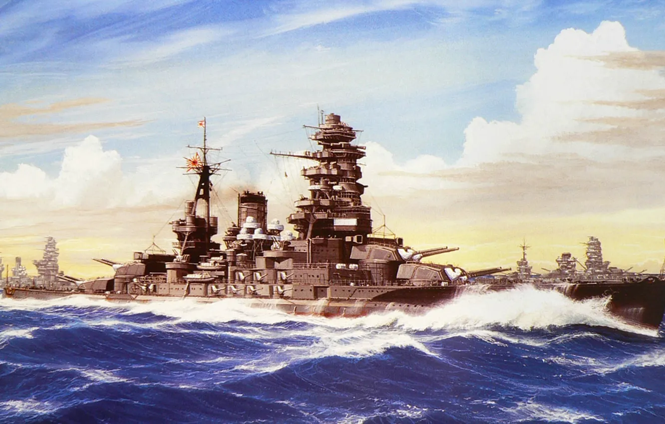 Photo wallpaper ship, art, Navy, military, battleship, Japanese, battleship, WW2