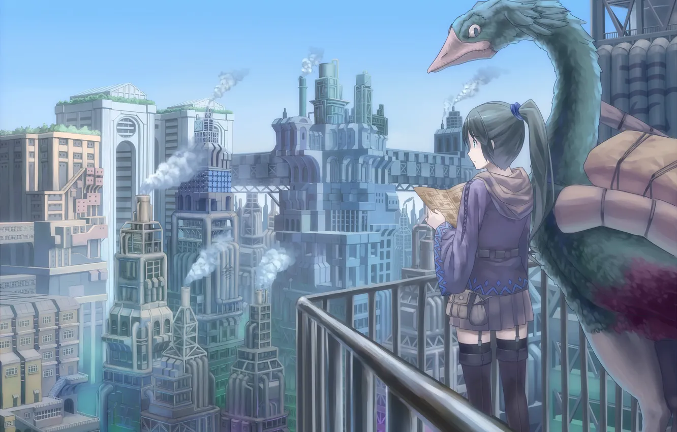 Photo wallpaper the city, girl, Psis