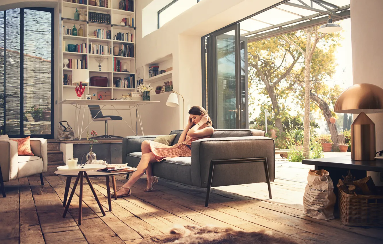 Photo wallpaper girl, design, furniture, home, interior