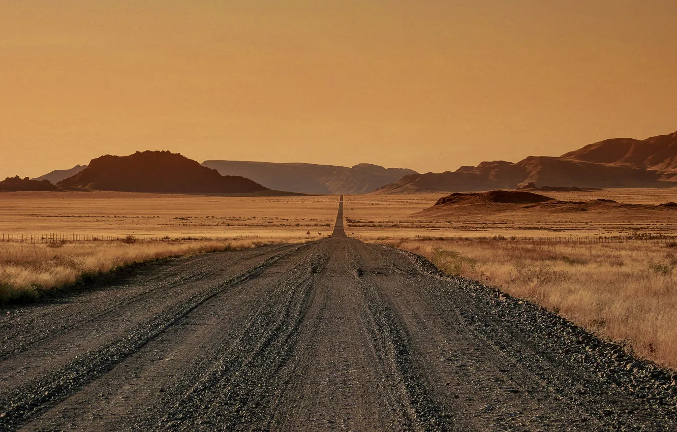 Photo wallpaper road, the sky, freedom, landscape, mountains, nature, the steppe, the way
