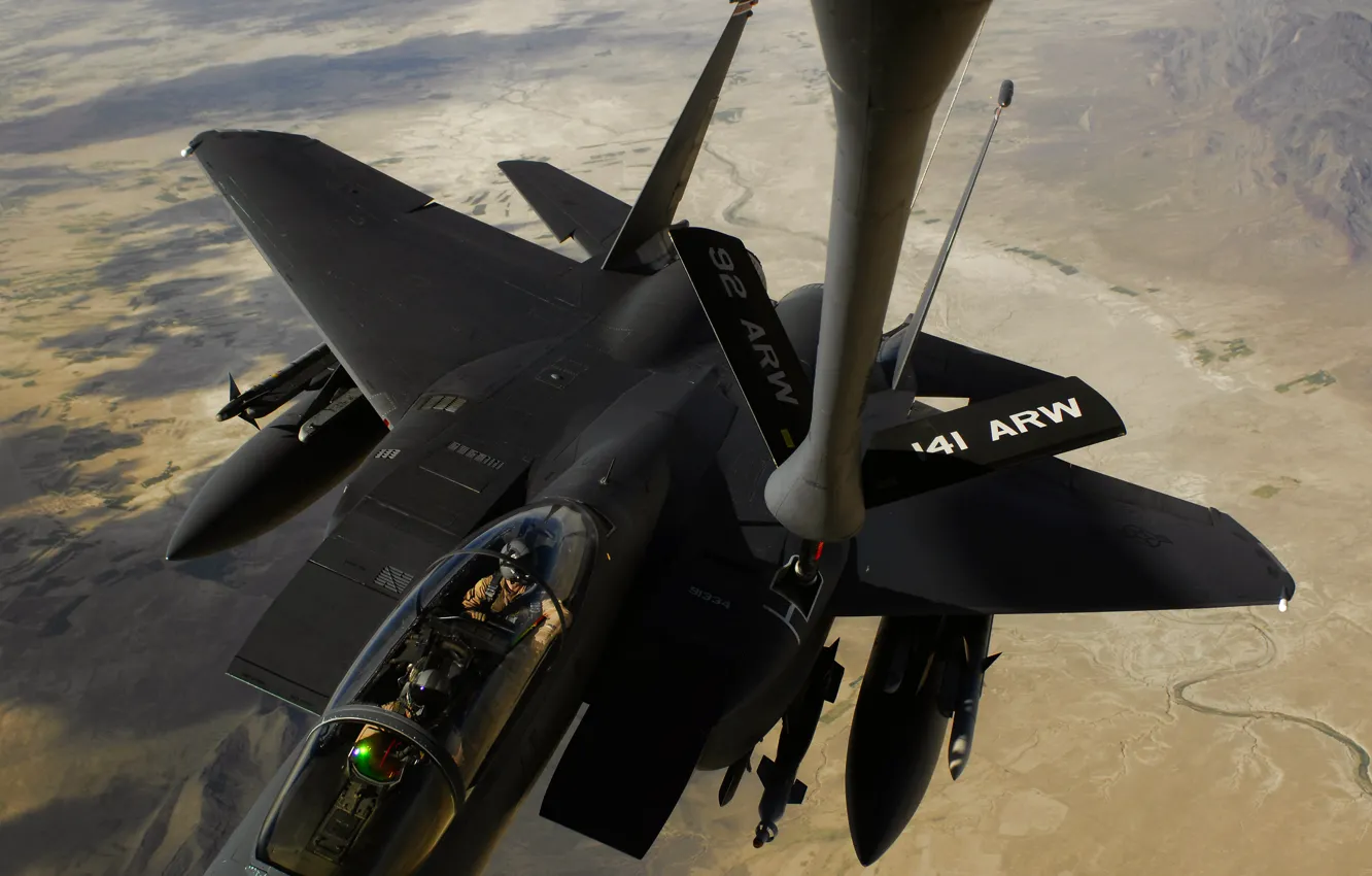 Photo wallpaper the plane, dressing, United States air force, F-15E Strike Eagle
