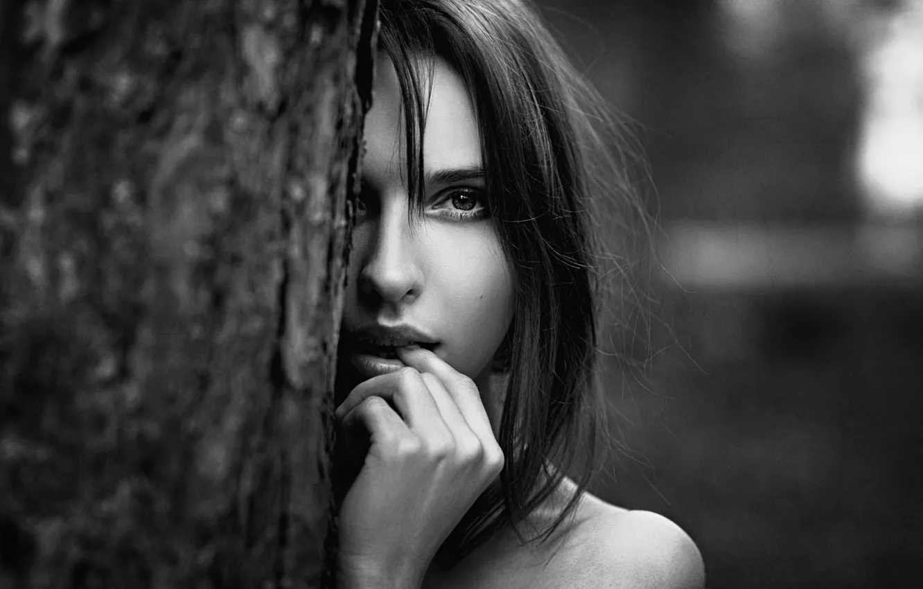 Photo wallpaper girl, photo, portrait, black and white, beautiful, Galina Kotova