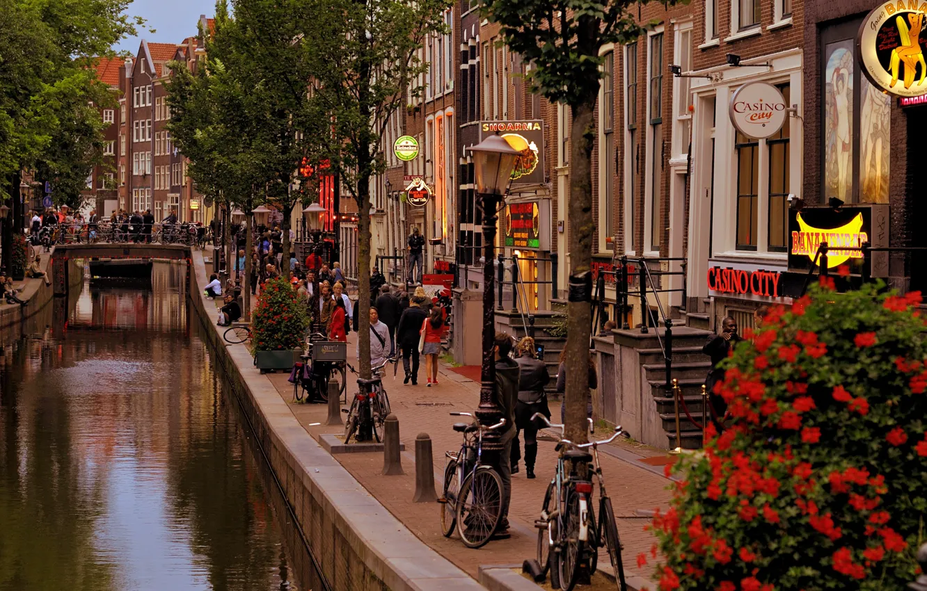 Photo wallpaper the city, channel, Holland