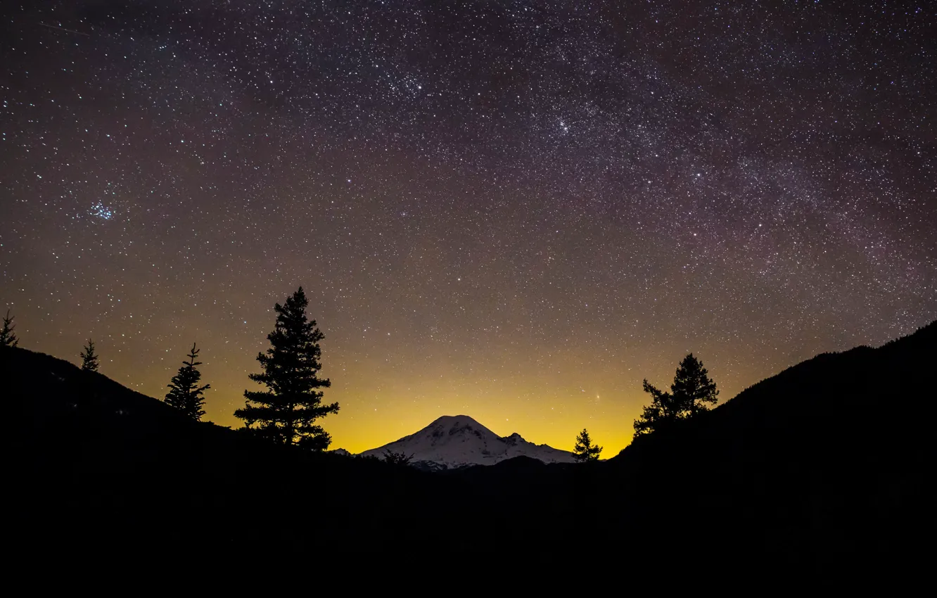 Photo wallpaper space, stars, night, nature