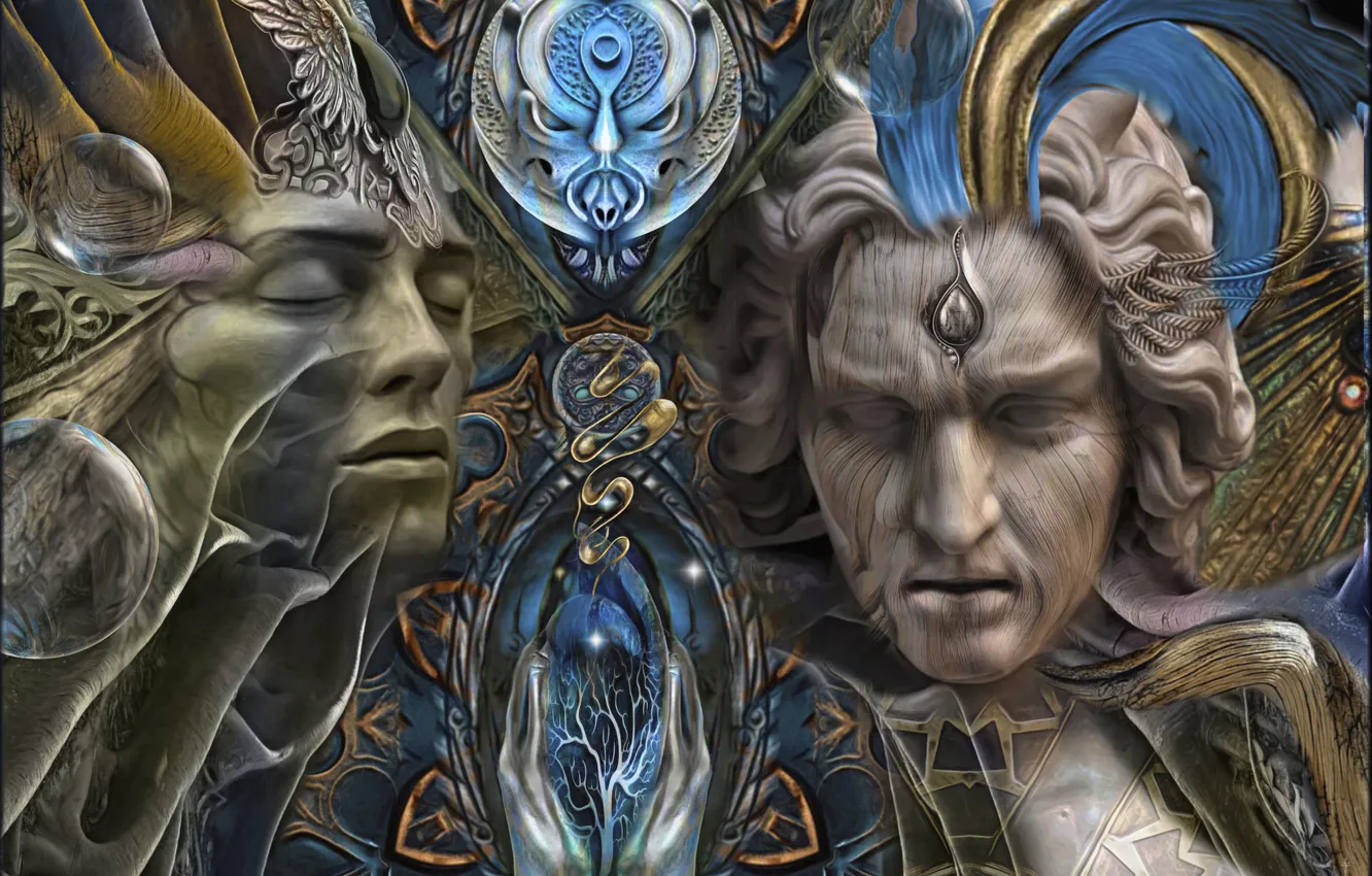 Photo wallpaper face, mystic, sculpture