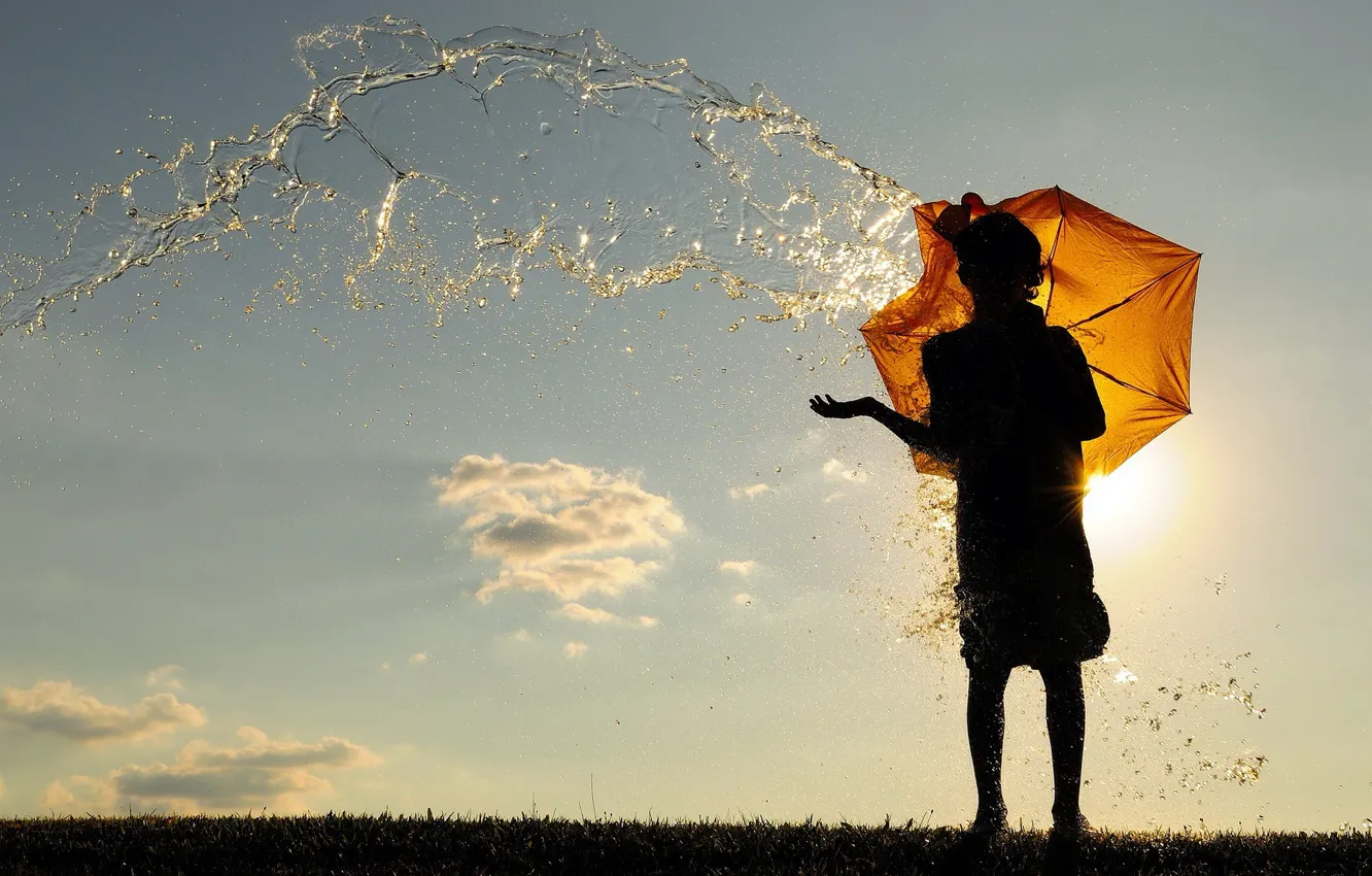 Photo wallpaper water, the situation, umbrella