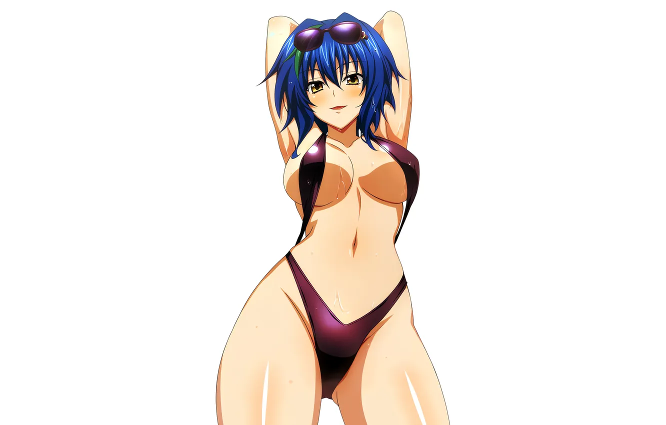 Photo wallpaper girl, sexy, wet, cleavage, boobs, anime, beautiful, short hair