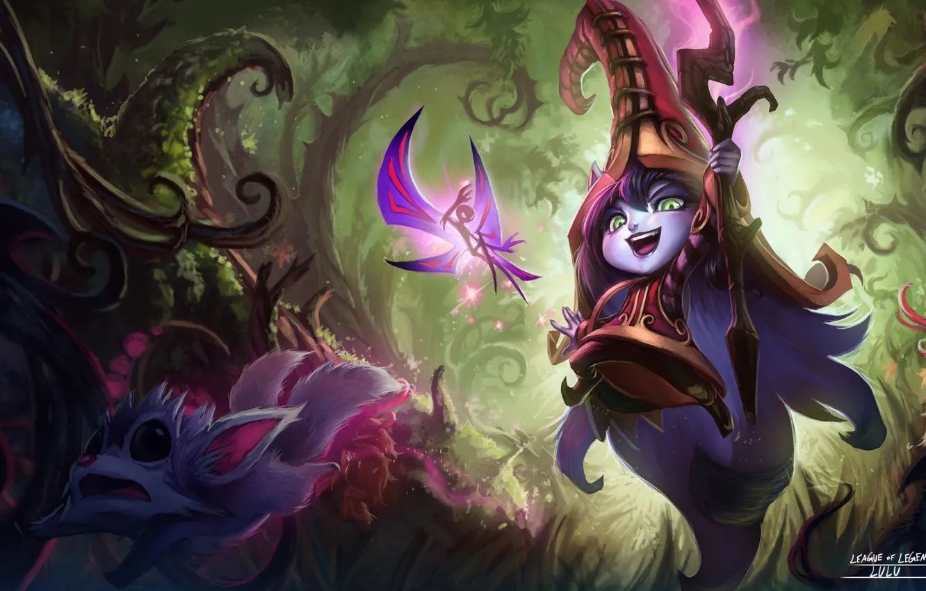 Photo wallpaper forest, fairy, art, animal, League of Legends, LoL, knock sausage, lulu