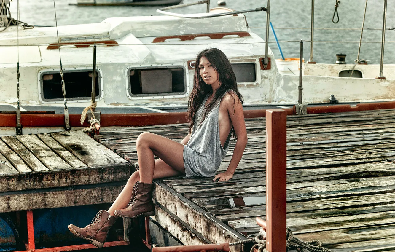 Photo wallpaper look, pier, Mike, legs, Maria Jose