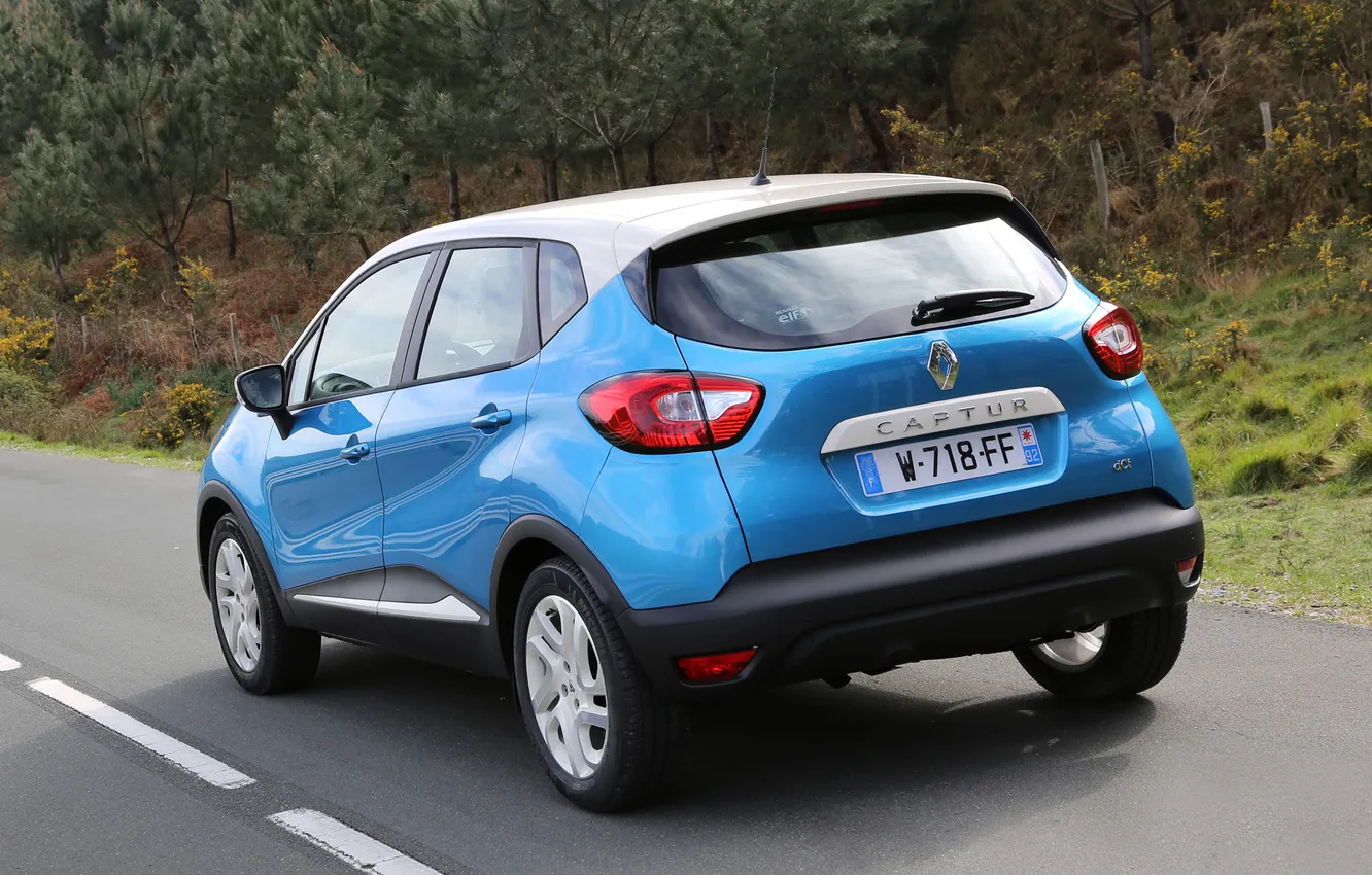 Photo wallpaper car, Renault, road, blue, wallpapers, Captur