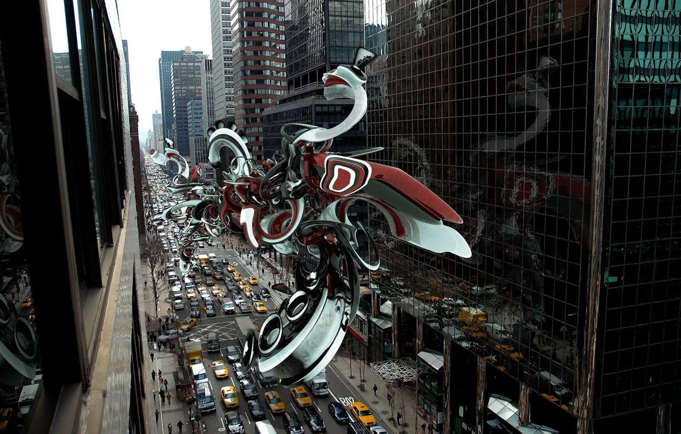 Photo wallpaper road, building, treatment