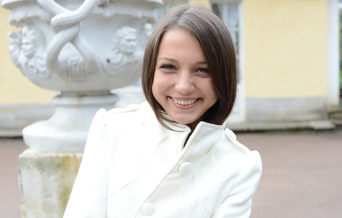 Photo wallpaper girl, model, brunette, cute, Foxy Di, Nensi B, Angel A, public garden