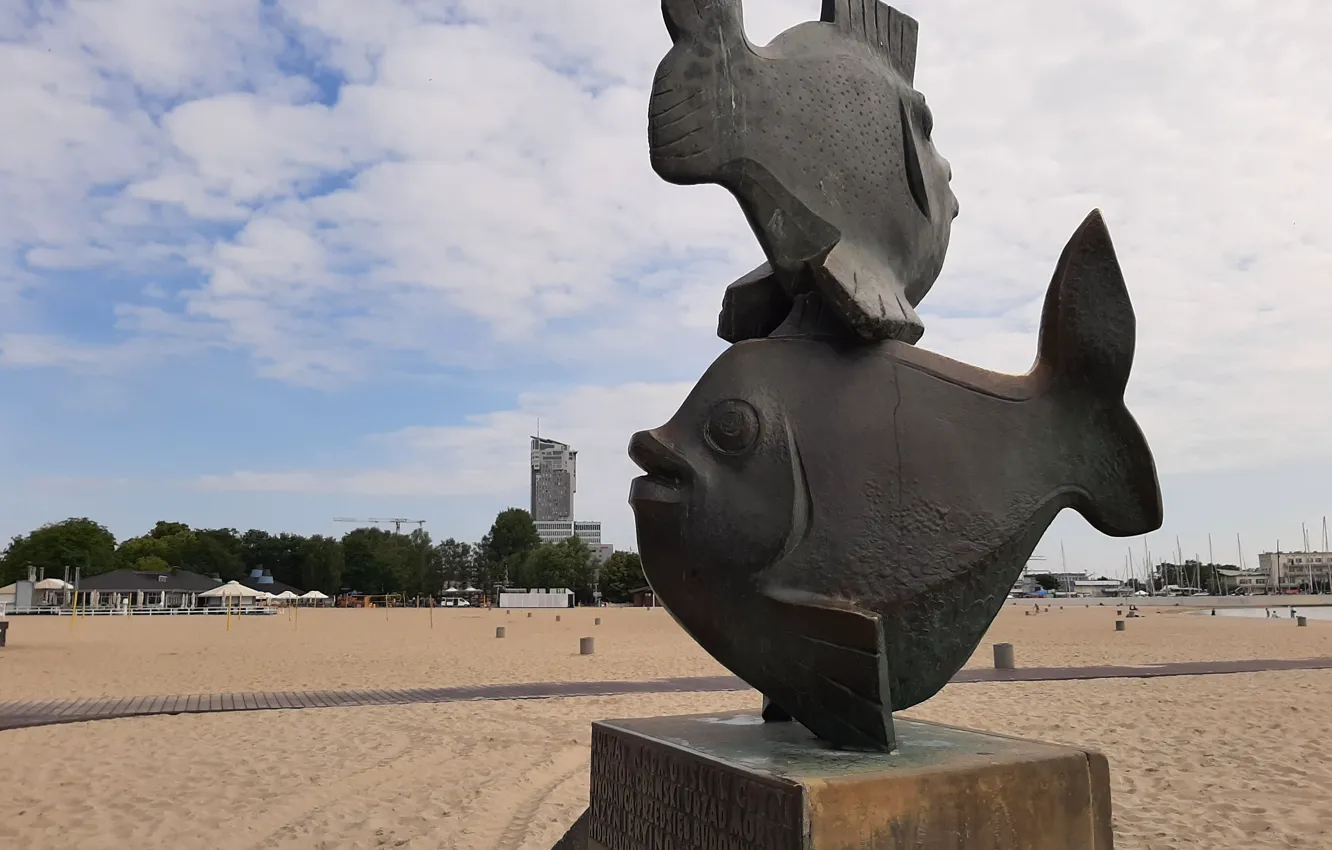 Photo wallpaper beach, ryby, plinth, Gdynia