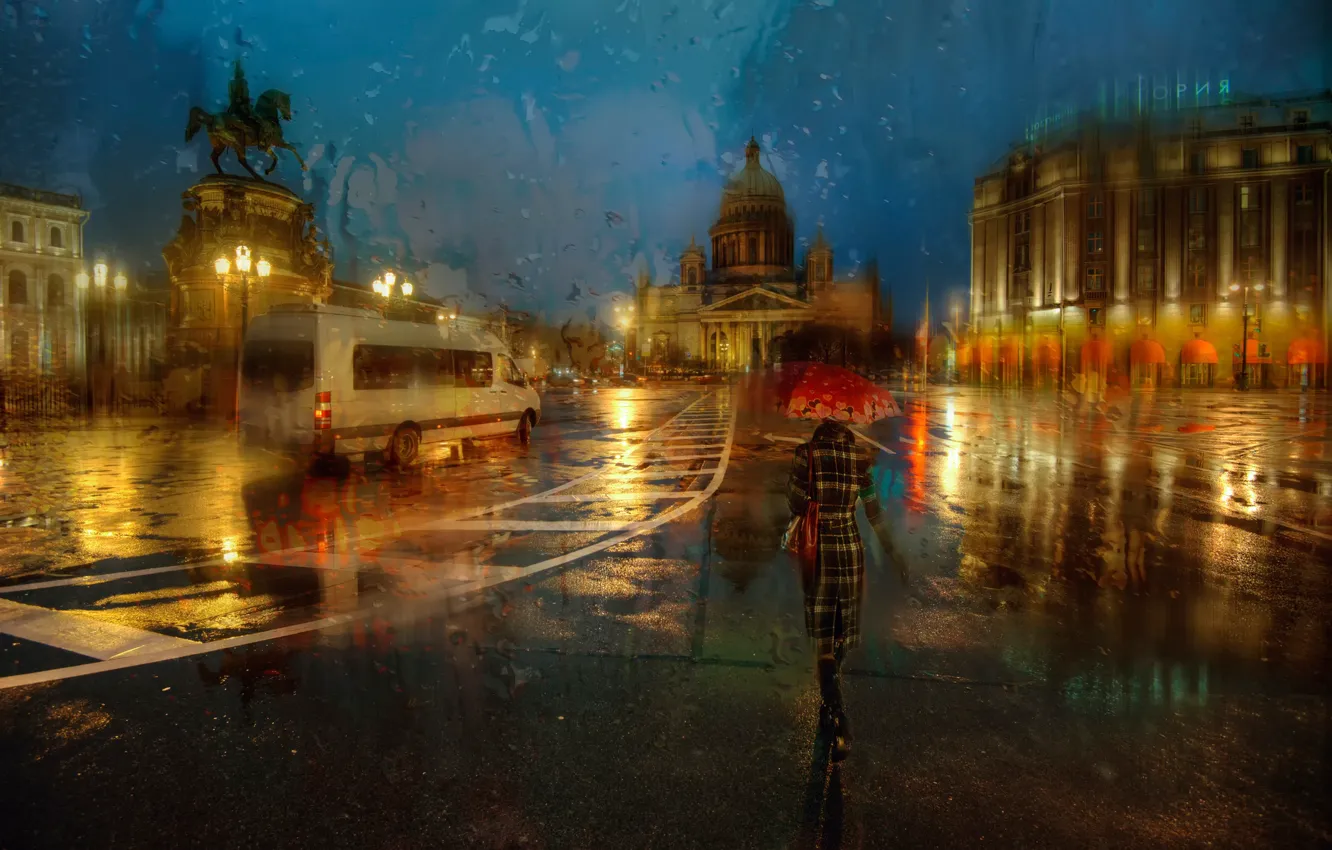 Photo wallpaper autumn, rain, Saint Petersburg, November