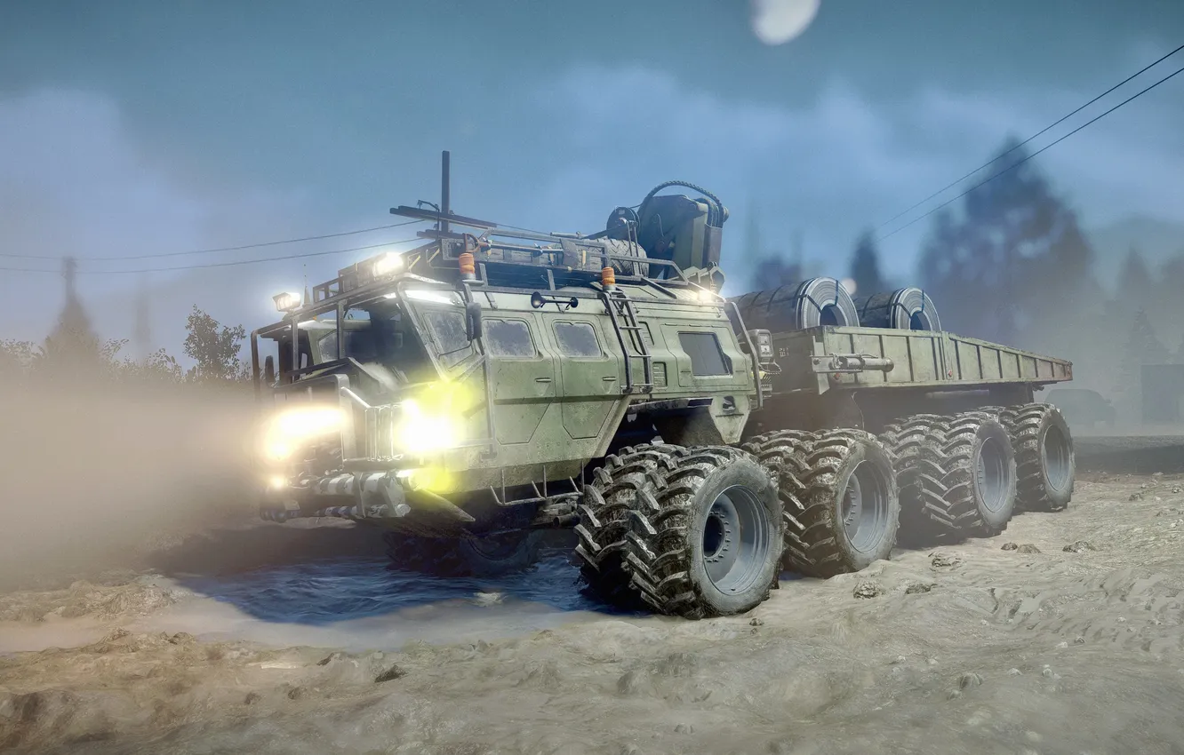 Photo wallpaper HDR, Moon, Lights, Night, Game, Offroad, Mud, UHD