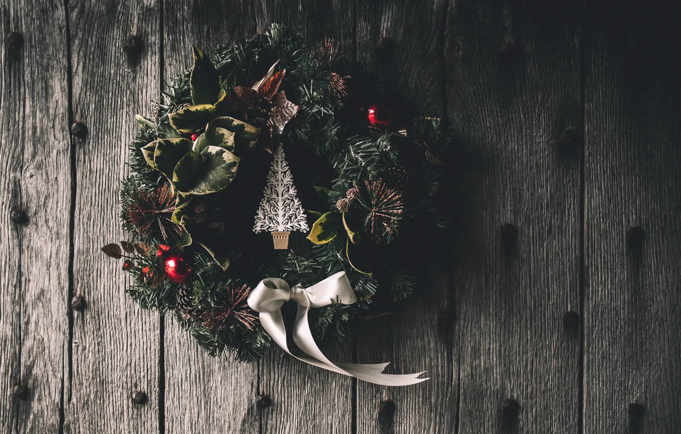 Photo wallpaper holiday, new year, wreath