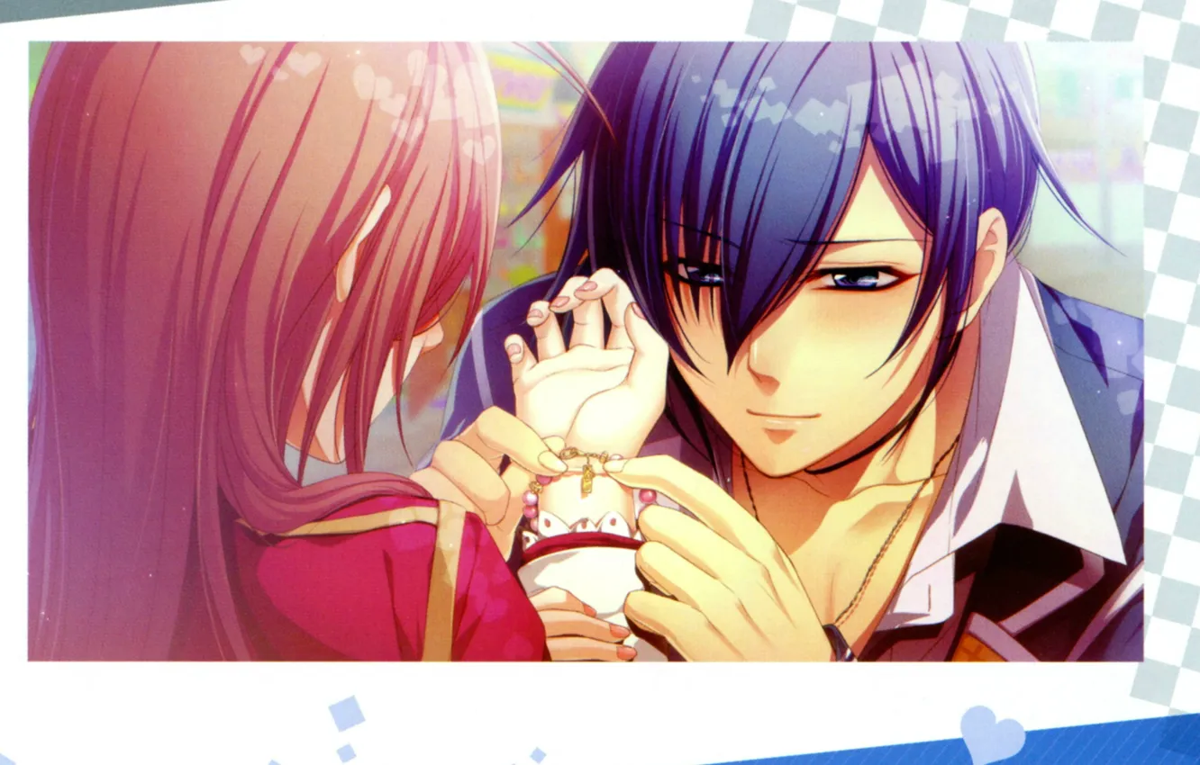 Photo wallpaper gift, hands, bracelet, visual novel, yukito karasuma, kyouko himeno, Glass Heart Princess, by Shinnosuke Masaki