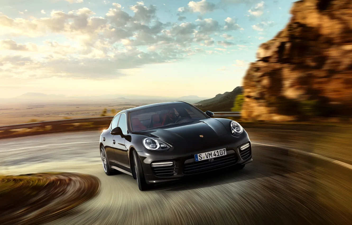 Photo wallpaper speed, Porsche, turn, Panamera, Porsche, Panamera, 2015