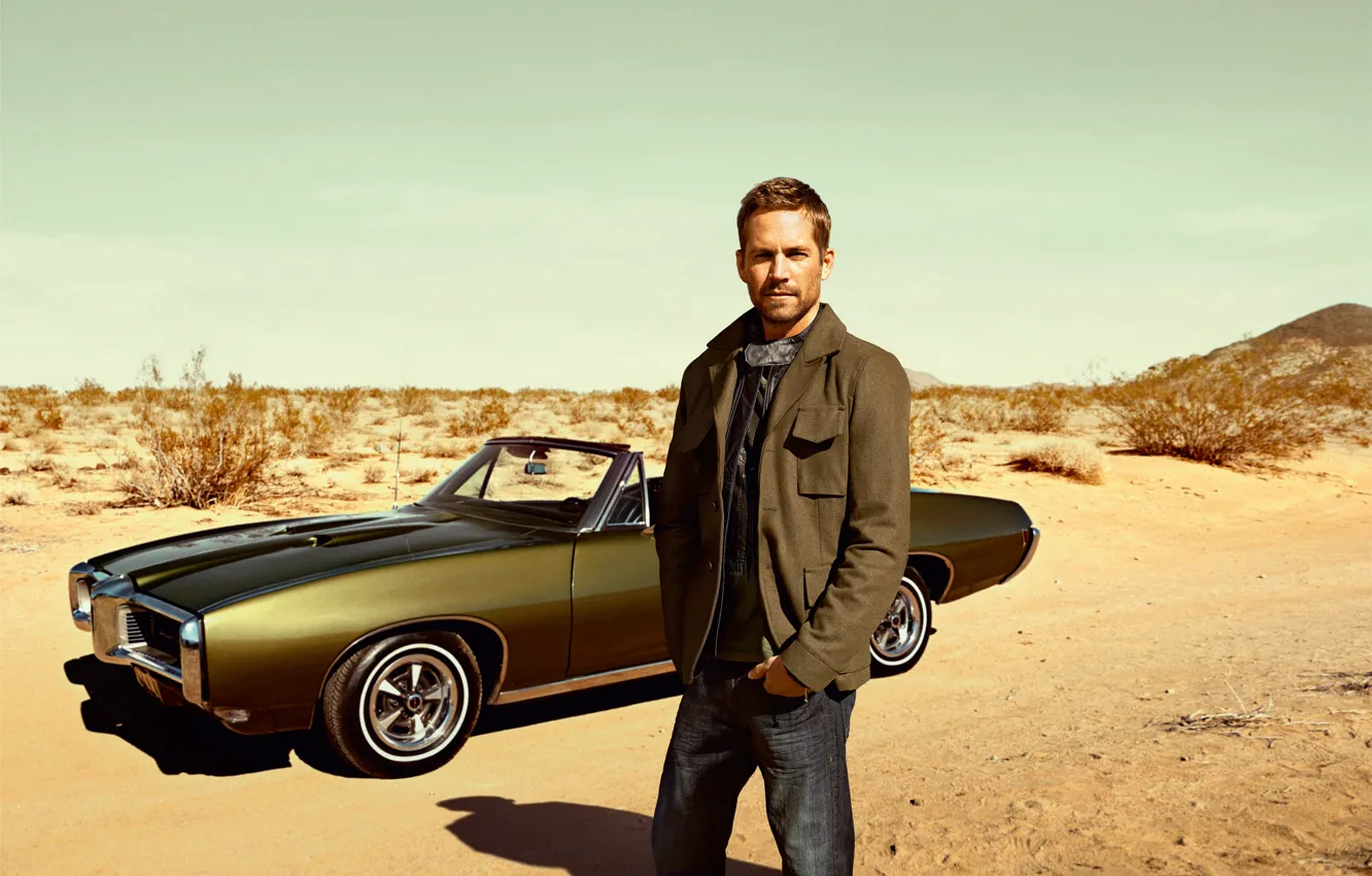 Photo wallpaper sand, machine, desert, actor, male, Paul Walker, Paul Walker