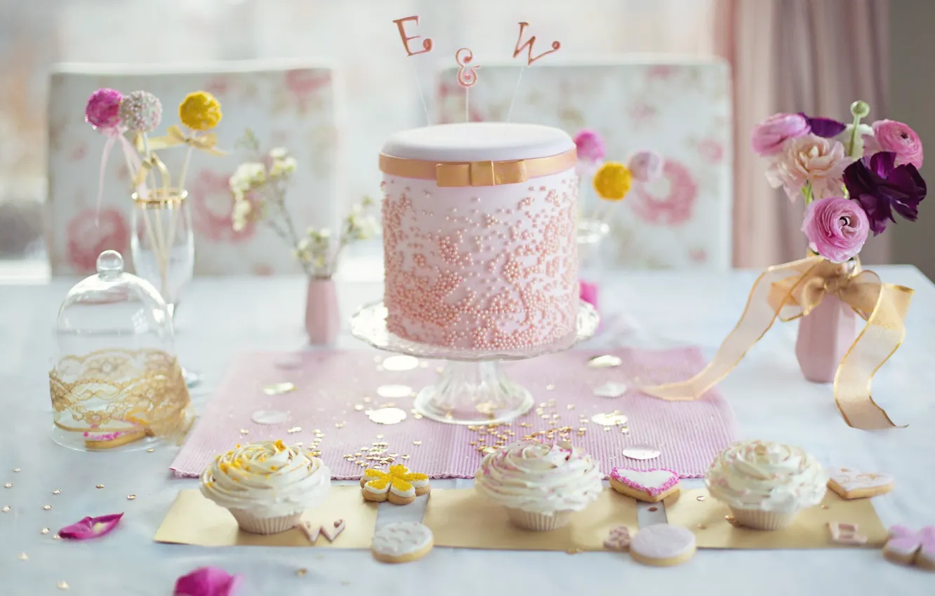 Photo wallpaper birthday, holiday, cookies, cake, cream, dessert, sweet, decor