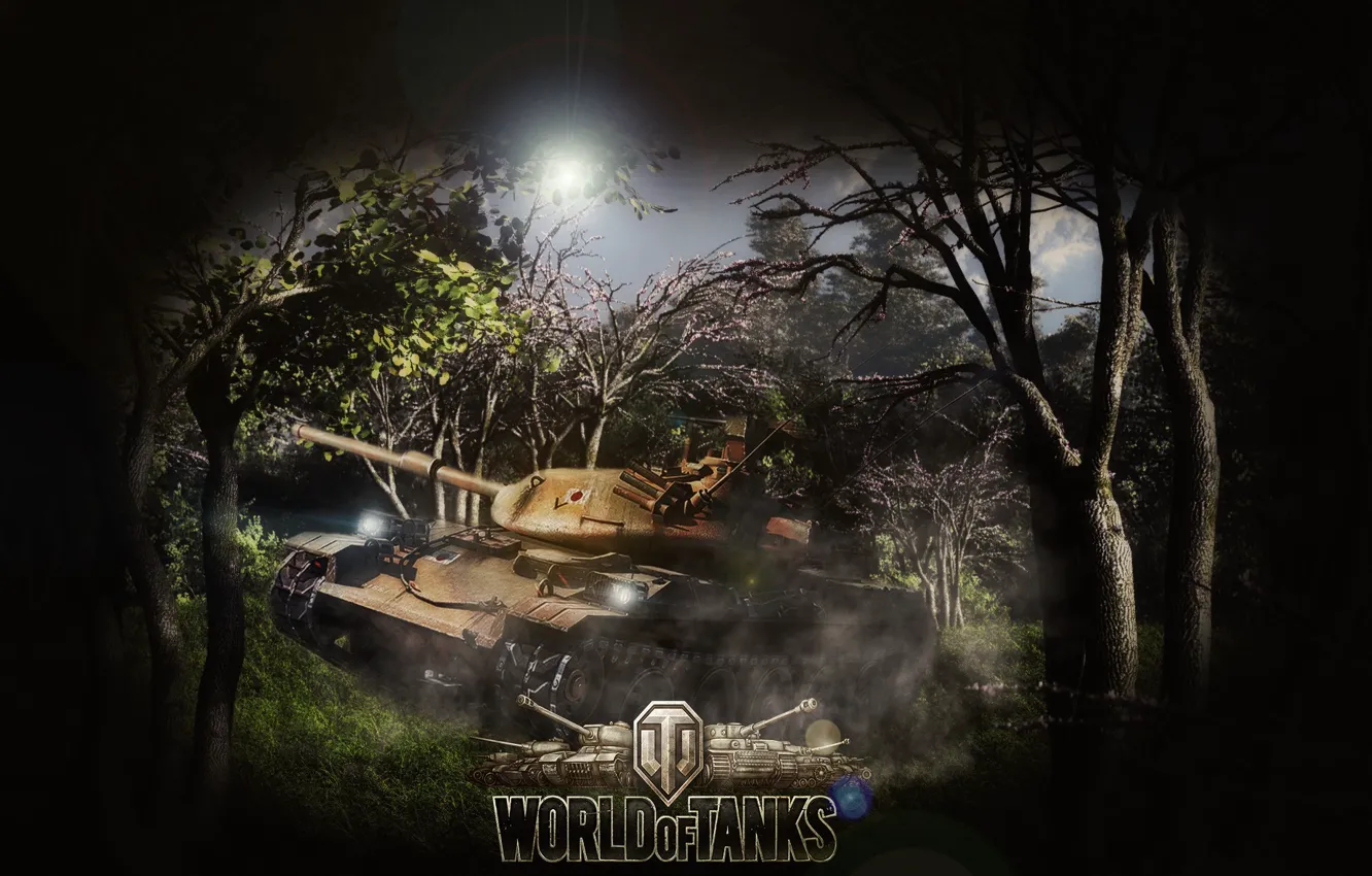 Photo wallpaper trees, smoke, explosions, technique, Tanks, WORLD OF TANKS