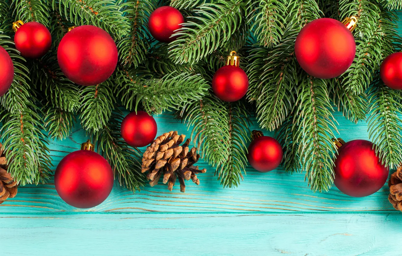 Photo wallpaper decoration, balls, new year, Christmas, Christmas, balls, wood, New Year