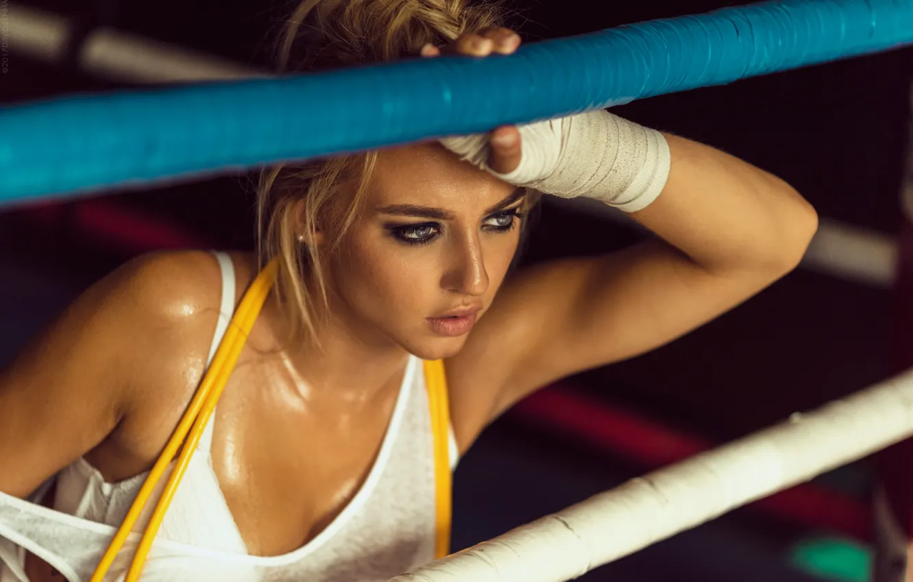 Photo wallpaper model, makeup, Mike, hairstyle, blonde, the ring, ropes, beauty