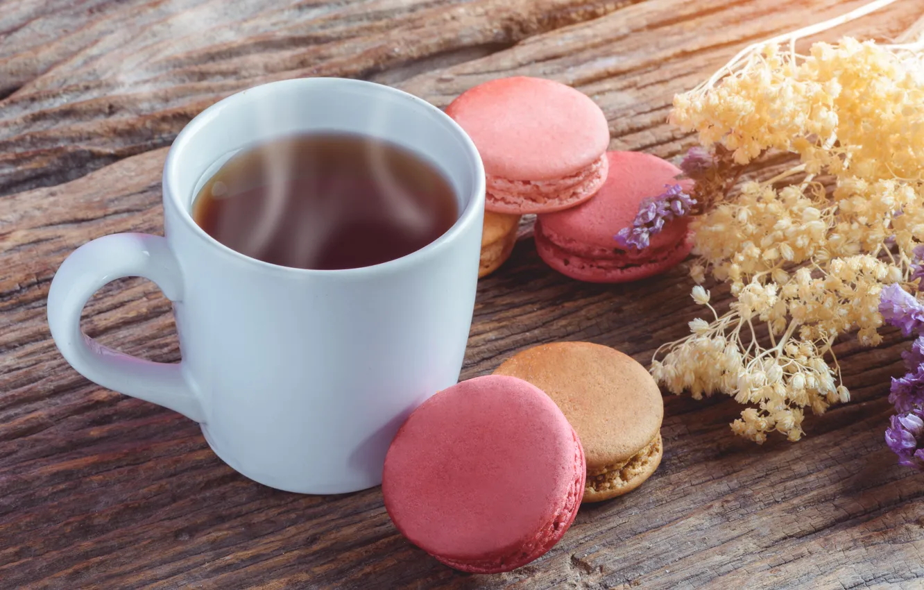 Photo wallpaper tea, cake, pasta