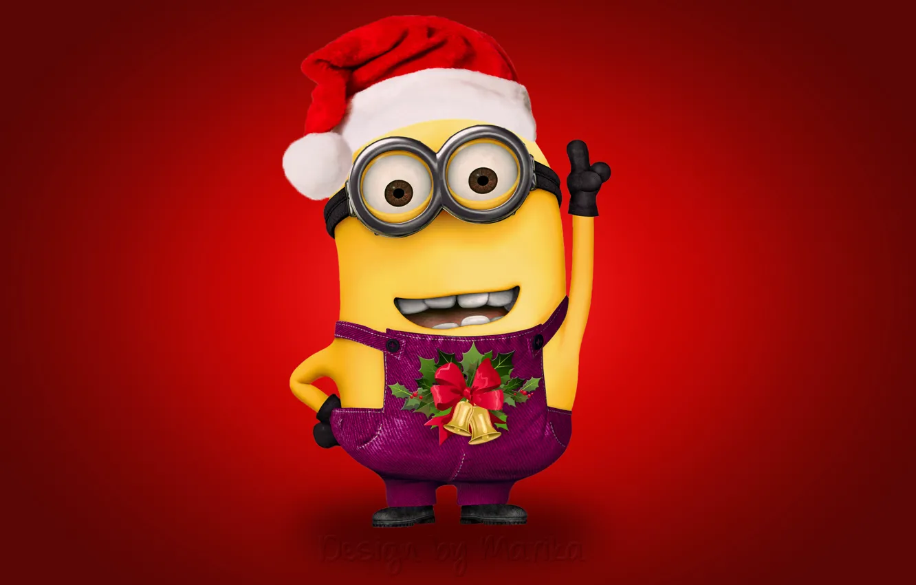 Photo wallpaper new year, Christmas, Santa, Christmas, Xmas, cute, santa, minion