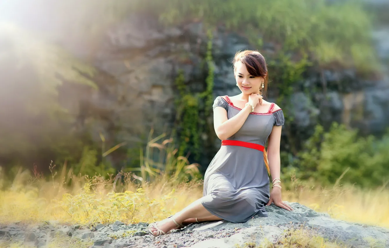 Photo wallpaper summer, girl, background, Asian