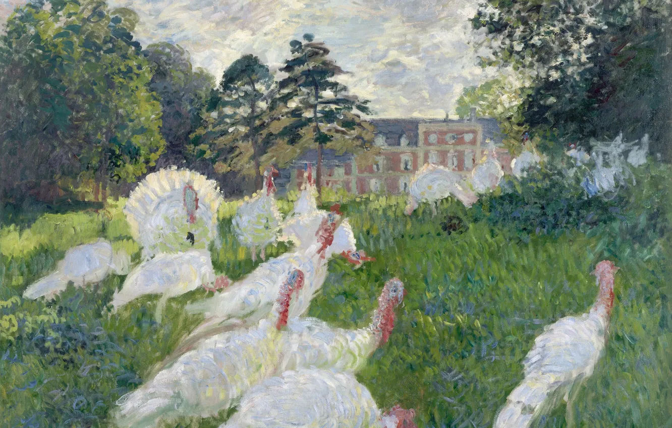 Photo wallpaper landscape, birds, picture, Claude Monet, Turkey