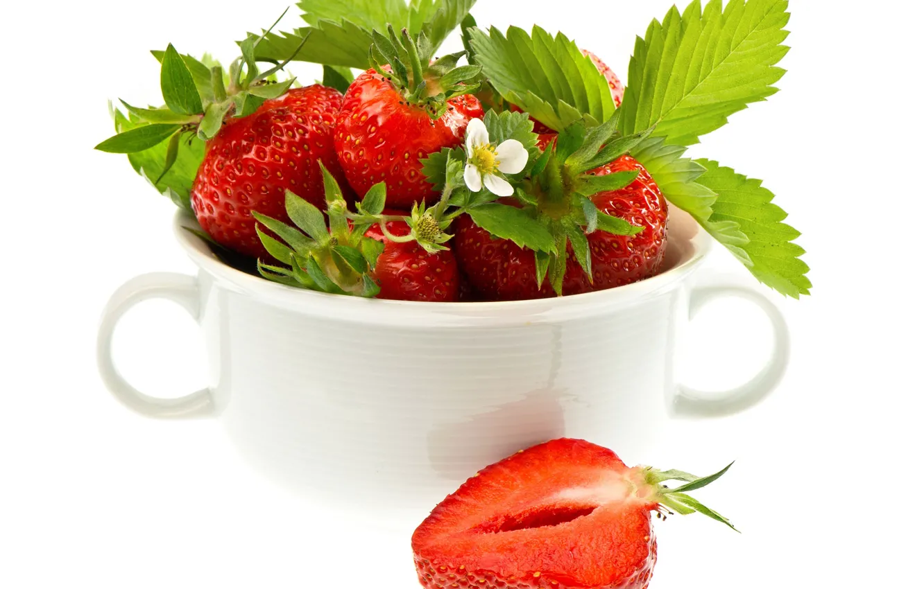 Photo wallpaper berries, strawberry, Cup
