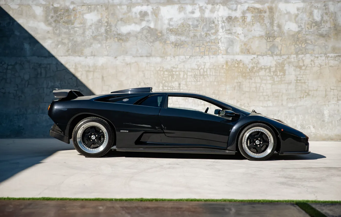 Photo wallpaper black, Lamborghini, Lambo, side view, Diablo, The Lamborghini Diablo GT