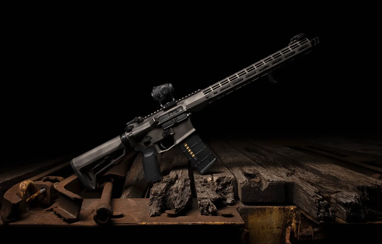 Photo wallpaper weapons, assault rifle, carabiner, weapon