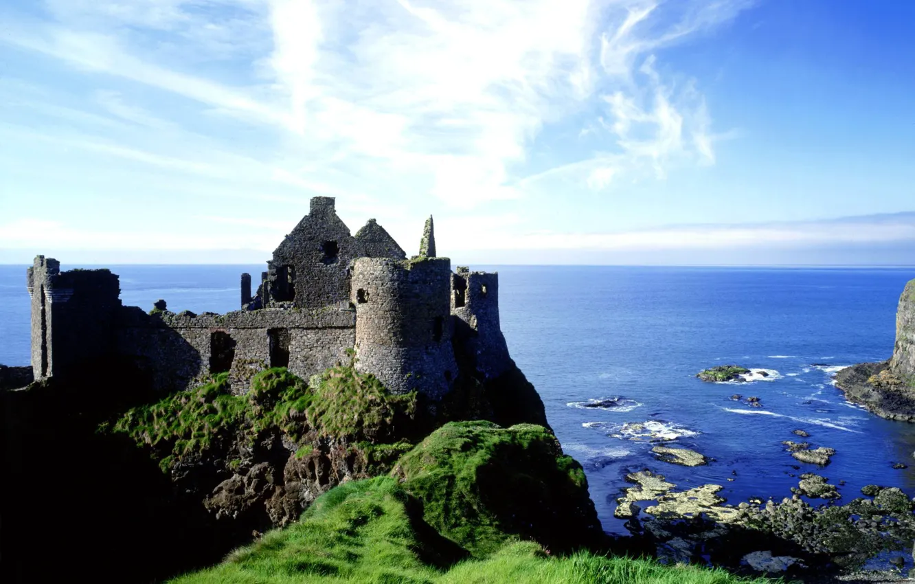 Photo wallpaper sea, grass, nature, castle