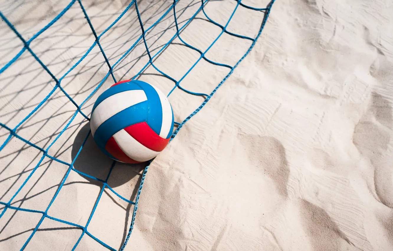 Photo wallpaper sand, ball, net, volleyball