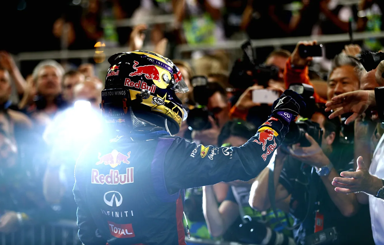 Photo wallpaper Helmet, One, Formula 1, Red Bull, Vettel, Racing, Champion, Champion