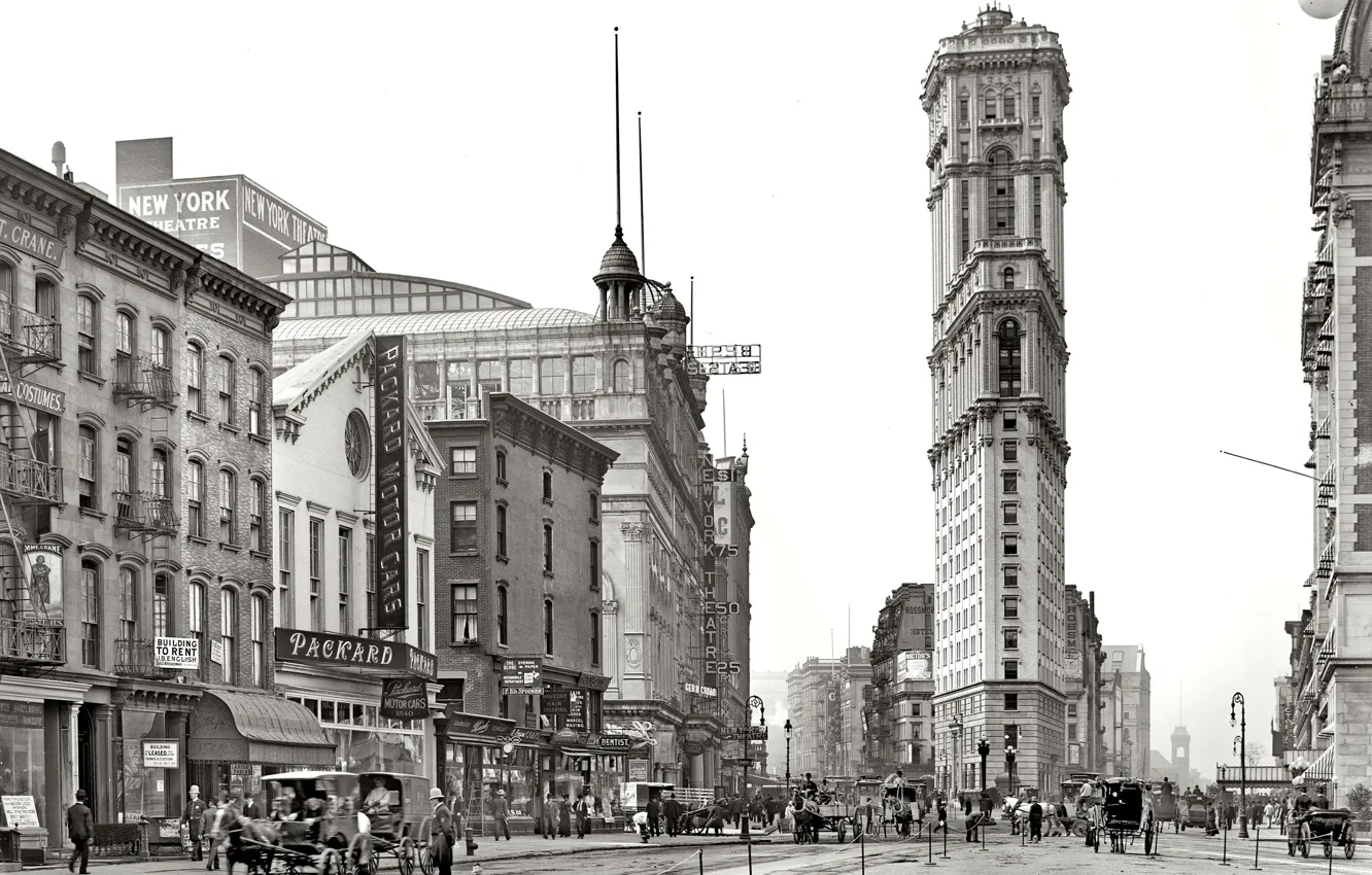 Photo wallpaper retro, street, home, New York, USA, iron, 1904-the year