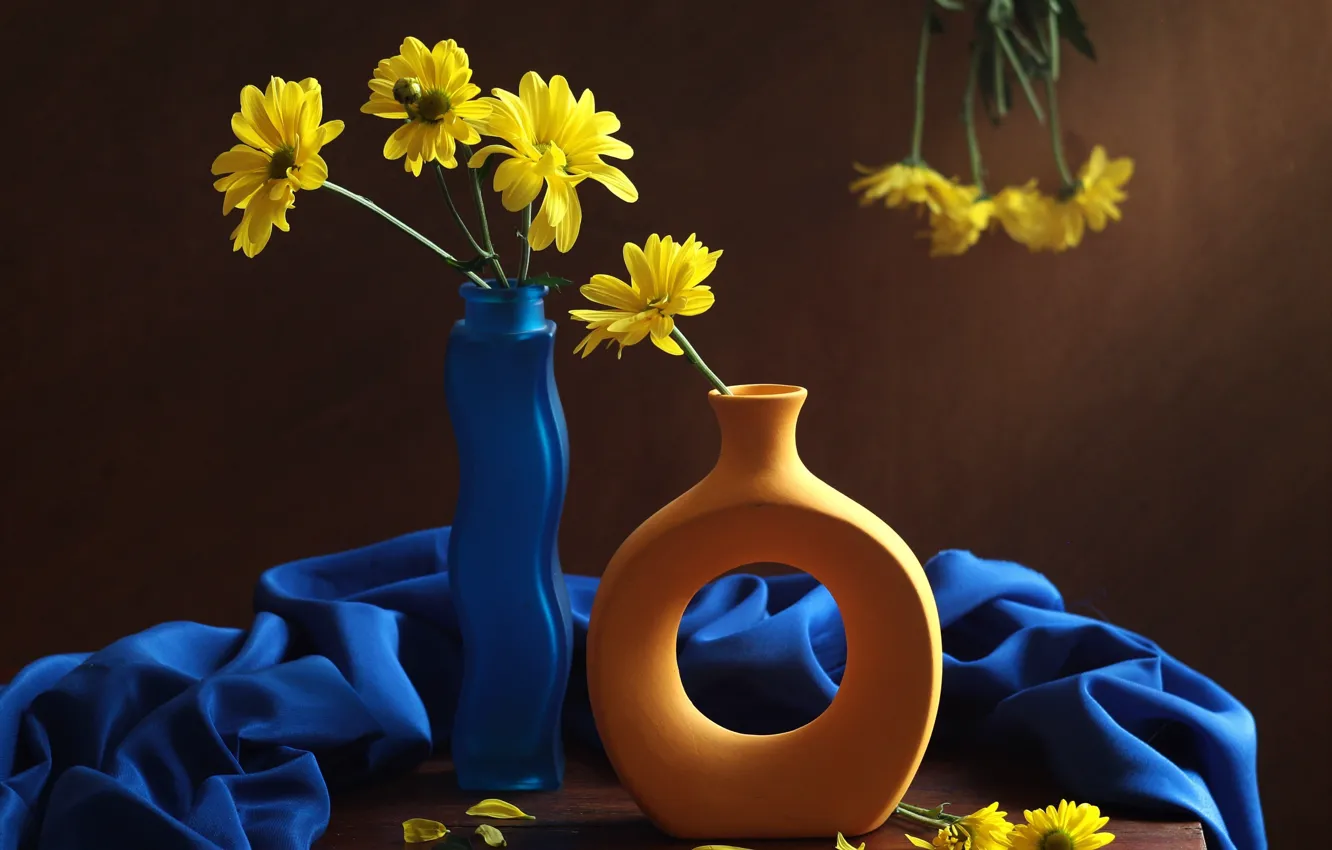 Photo wallpaper flowers, table, bouquet, still life, composition