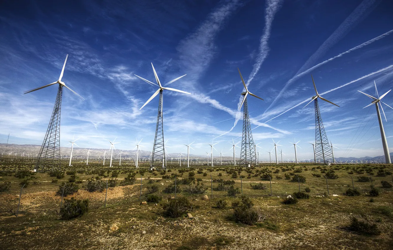 Photo wallpaper the sky, clouds, mountains, desert, HDR, tower, USA, USA