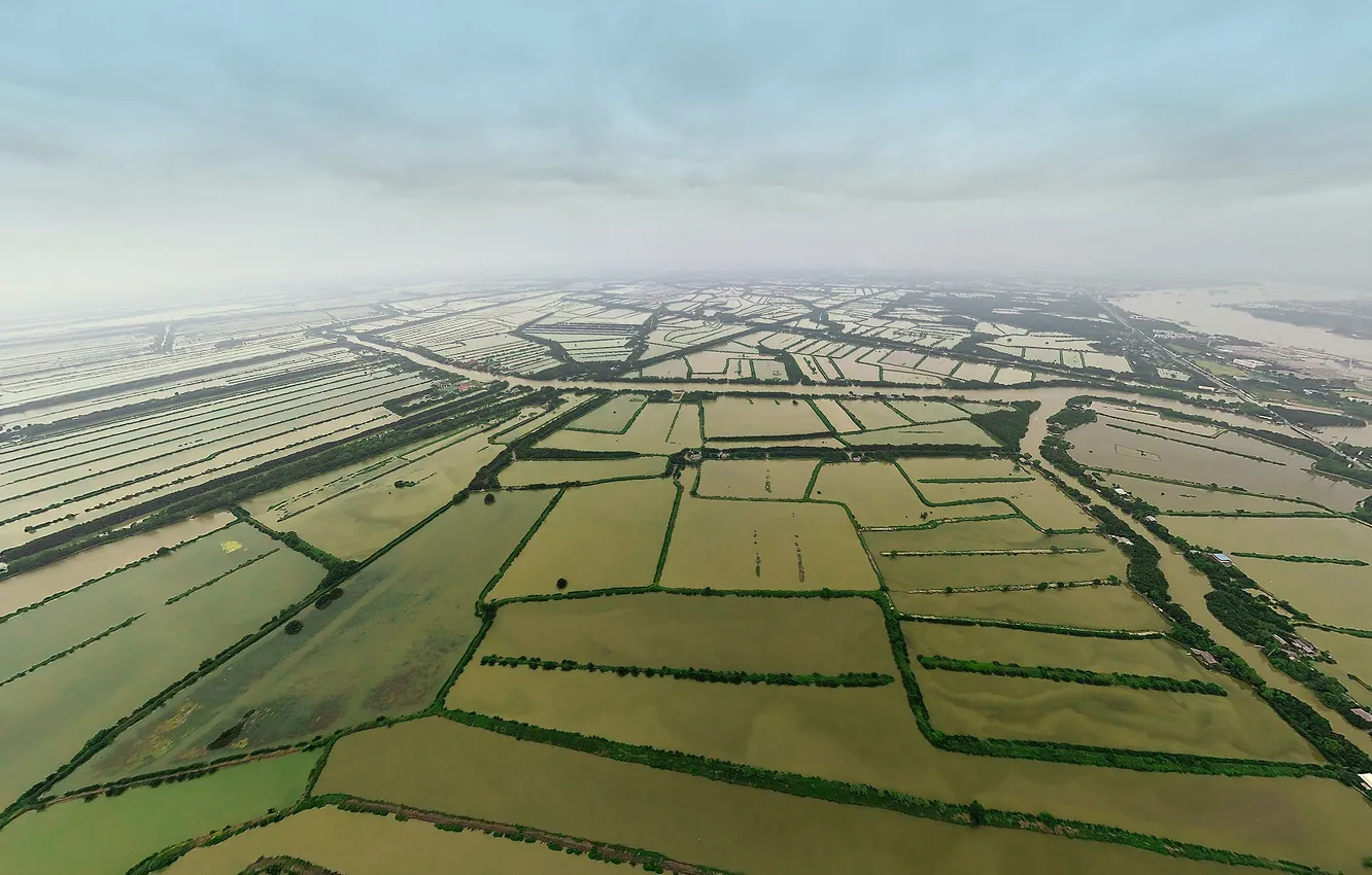 Photo wallpaper the sky, horizon, Thailand, prawn farm