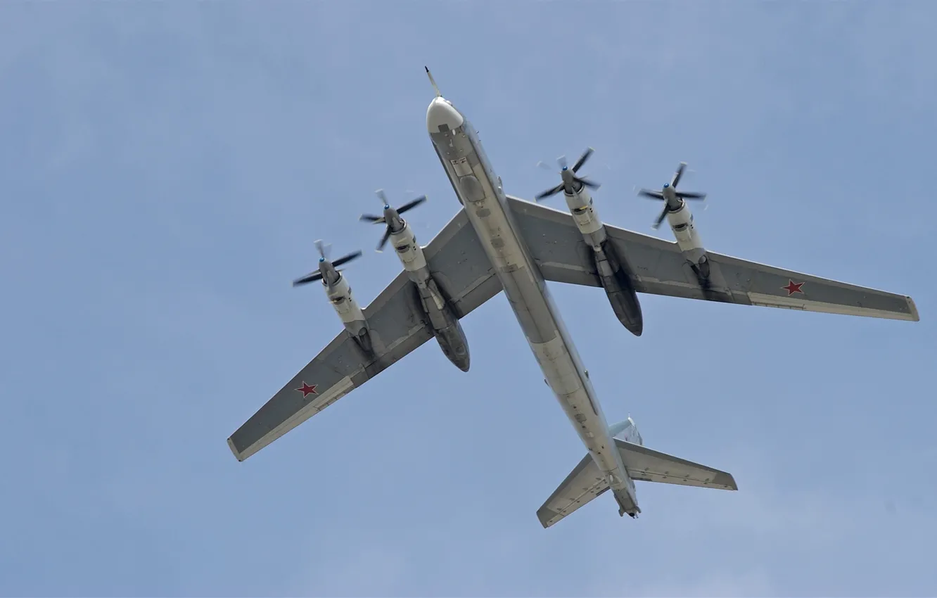 Photo wallpaper the sky, RUSSIAN AIR FORCE, Tu-95MS, Long-range aviation