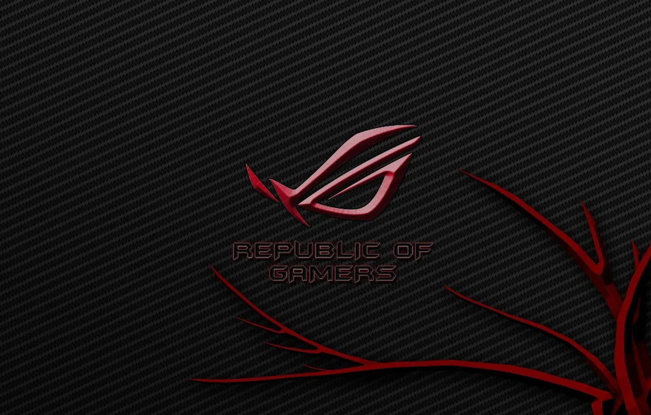 Photo wallpaper red, logo, high-tech, fabric, logo, brand, digital art, asus