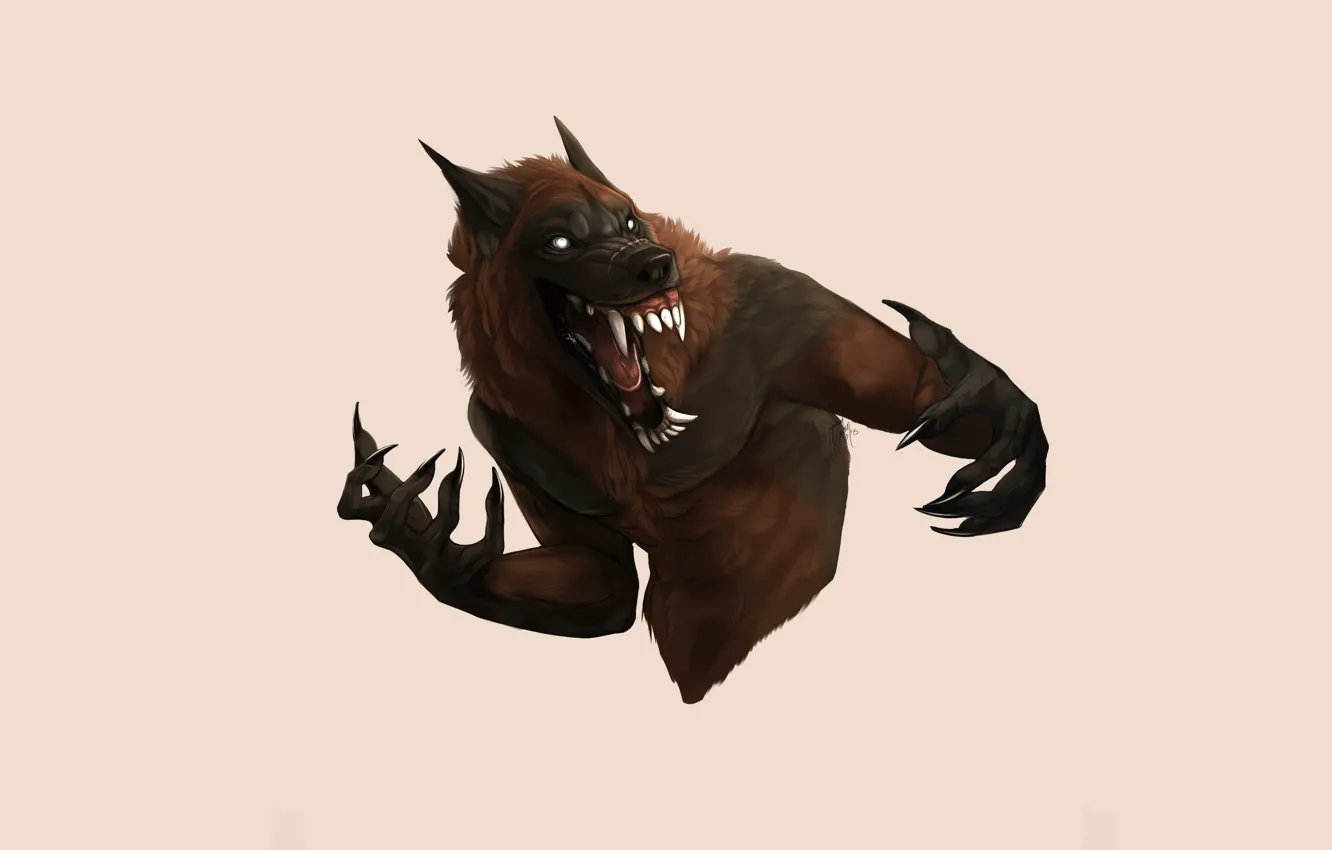 Photo wallpaper face, mouth, fangs, werewolf