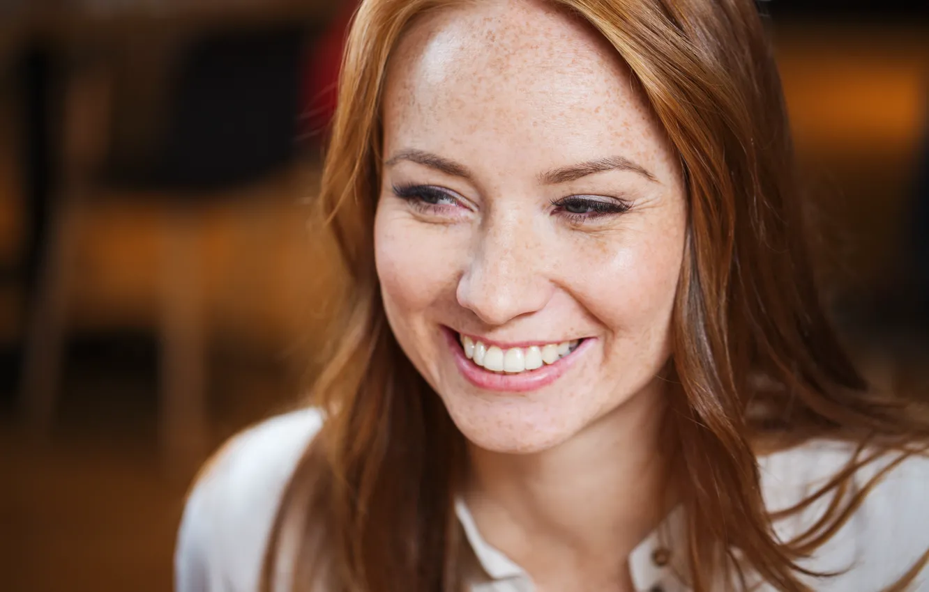 Photo wallpaper smile, model, redhead